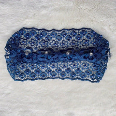 Floral Lace Hair Band Retro Wide Mesh Headdress Headwear Rhinestone Decor