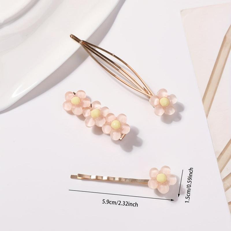 3pcs Flower Hair Clip Bobby Pin Side Clip Bangs Clip Floral Hair Accessories