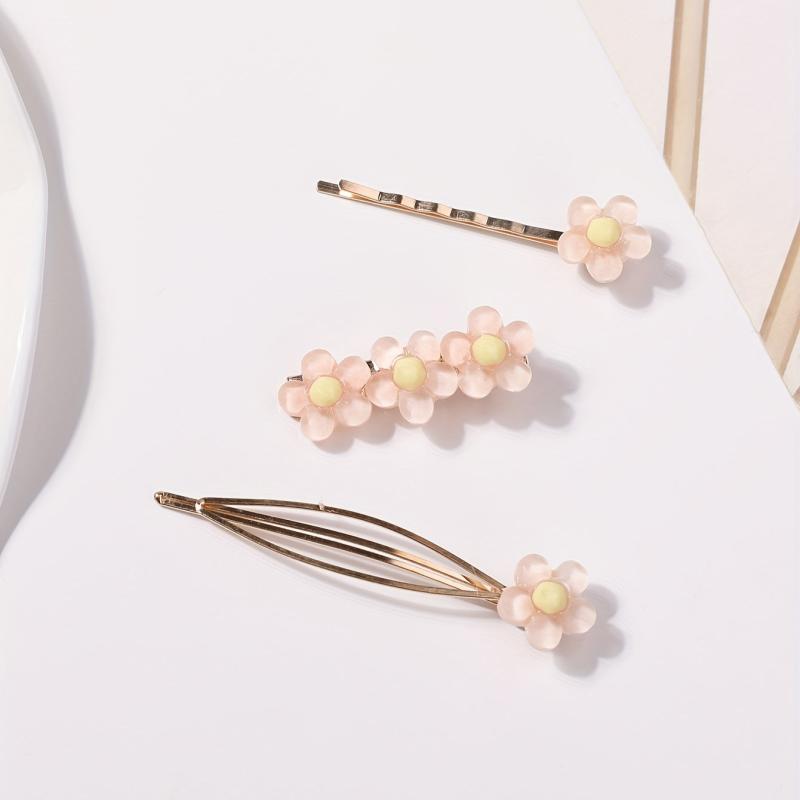 3pcs Flower Hair Clip Bobby Pin Side Clip Bangs Clip Floral Hair Accessories