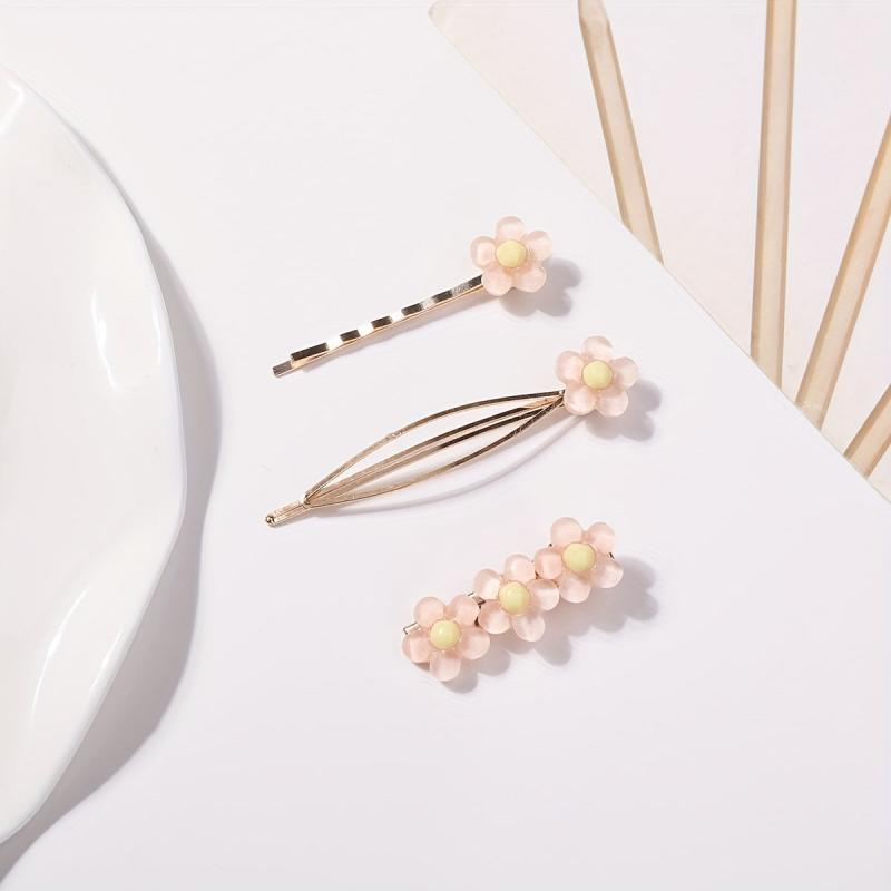 3pcs Flower Hair Clip Bobby Pin Side Clip Bangs Clip Floral Hair Accessories