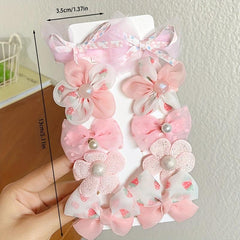 10pcs Baby Girls Hair Clip Mesh Bow Hair Clip Colorful Flower Duck Billed Clip