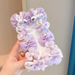10pcs Baby Girls Hair Clip Mesh Bow Hair Clip Colorful Flower Duck Billed Clip