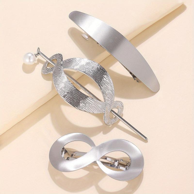 Vintage French Hair Clips Metal Stick Ponytail Holders Barrettes for Women Girls