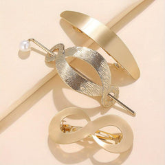 Vintage French Hair Clips Metal Stick Ponytail Holders Barrettes for Women Girls
