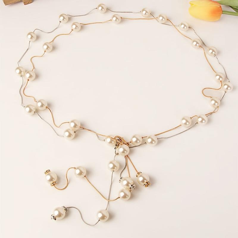 Faux Pearl Bridal Belt Wedding Dress Waist Chain Sash Belt