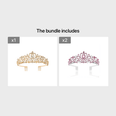 Pink Crystal Tiara Crown Women Girls With Combs