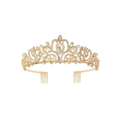 Pink Crystal Tiara Crown Women Girls With Combs
