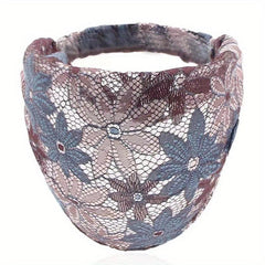 Floral Lace Headband Wide Brim Sports Turban Hair Band