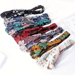 Floral Lace Headband Wide Brim Sports Turban Hair Band