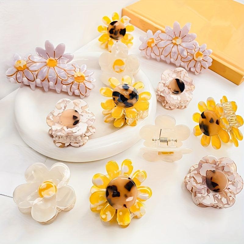 Acrylic Flower Hair Claw Sunflower Shaped Hair Claw for Girls