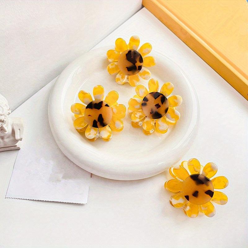 Acrylic Flower Hair Claw Sunflower Shaped Hair Claw for Girls