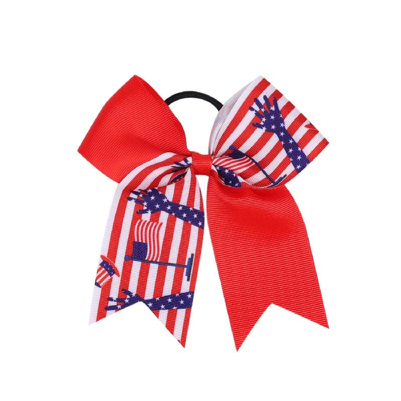American Flag Hair Tie Ribbon Bow Hair Rope Ponytail Holder Hair Accessory