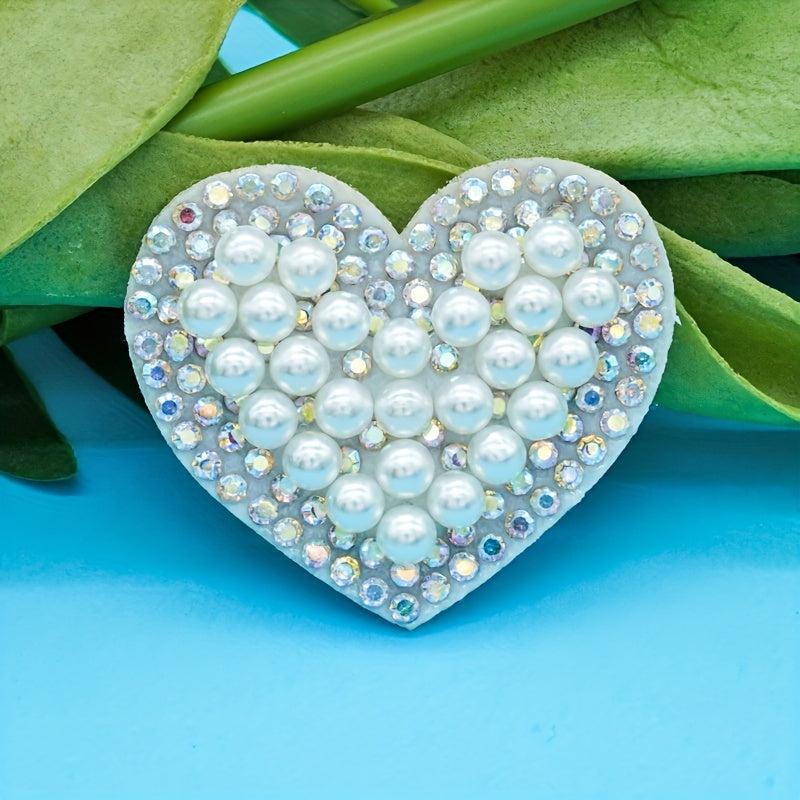 10pcs Pearl Rhinestone Stickers Clothing Bag Patches Non-woven Decor