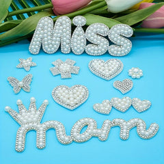 10pcs Pearl Rhinestone Stickers Clothing Bag Patches Non-woven Decor