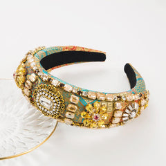 Rhinestone Wide Headband for Women Crystal Padded Hairband