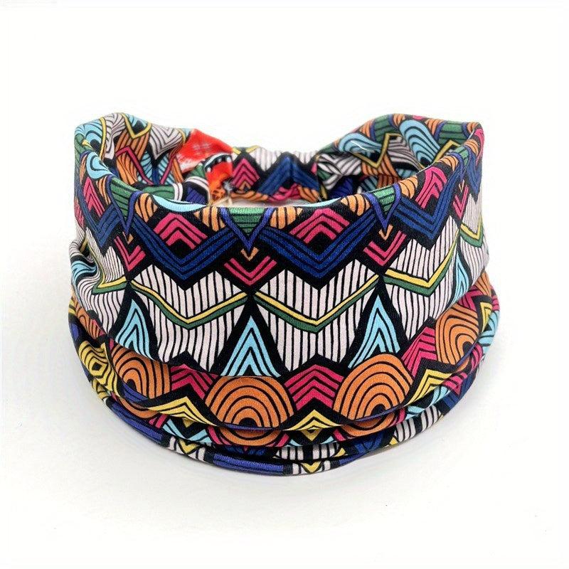 Geometric Print Boho Headband Elastic Hair Band Yoga Sport Head Wrap