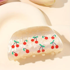 Cherry Pattern Hair Claw Style Hair Claw Women Girls Ponytail Holder Clip