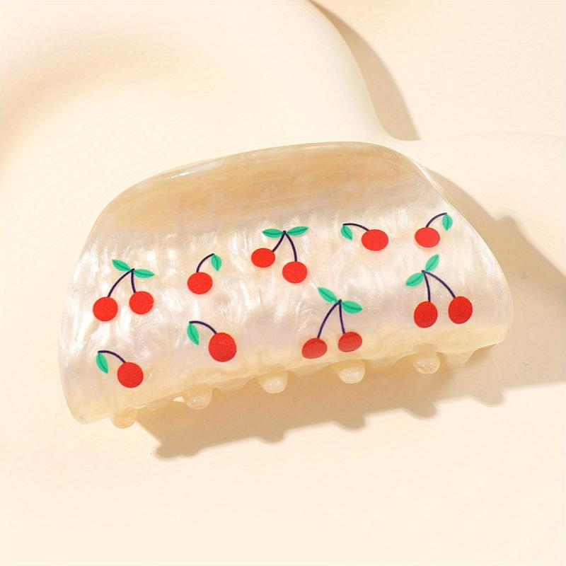 Cherry Pattern Hair Claw Style Hair Claw Women Girls Ponytail Holder Clip