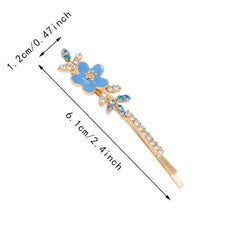 Rhinestone Flower Hair Clip Bobby Pin for Women
