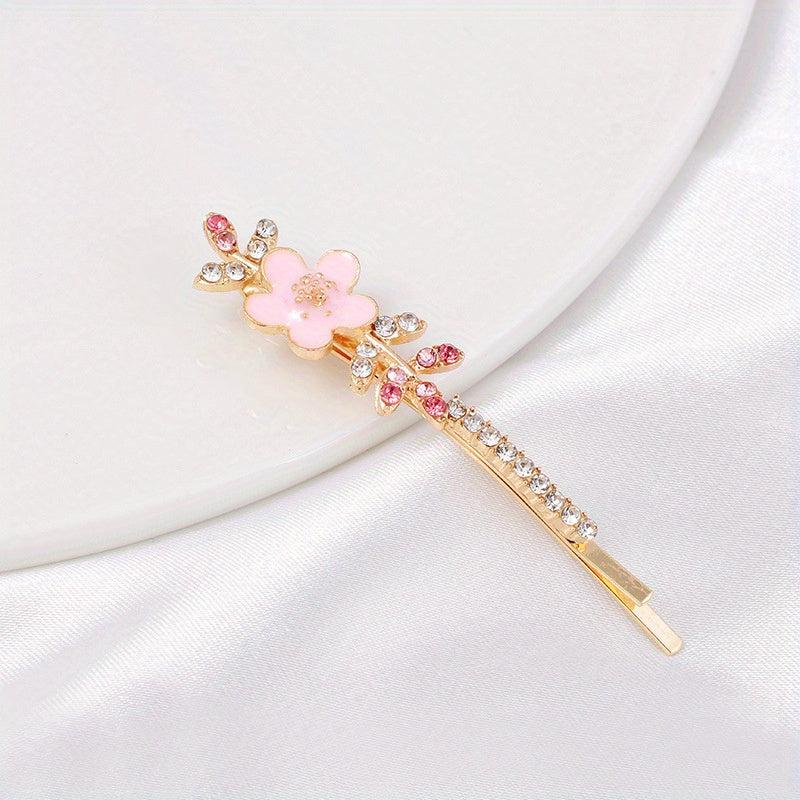 Rhinestone Flower Hair Clip Bobby Pin for Women