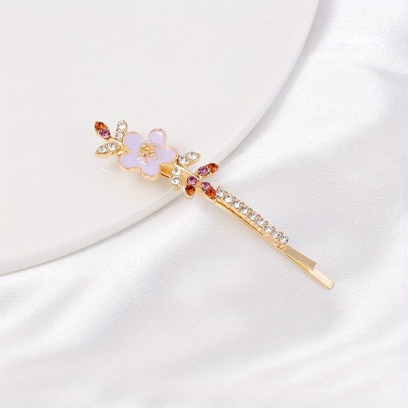 Rhinestone Flower Hair Clip Bobby Pin for Women