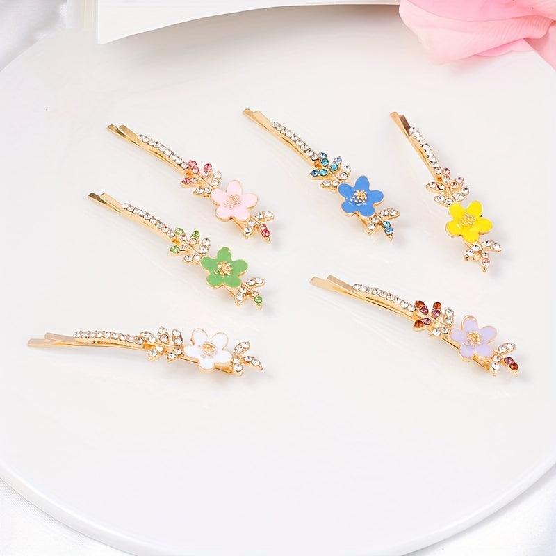 Rhinestone Flower Hair Clip Bobby Pin for Women