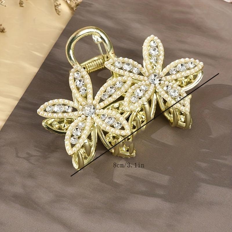 Faux Pearl Rhinestone Hair Claw Jewelry Hair Accessory For Women