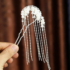 Vintage Flower Faux Pearl Tassel Hairpin Chignon Vintage Hair Accessories