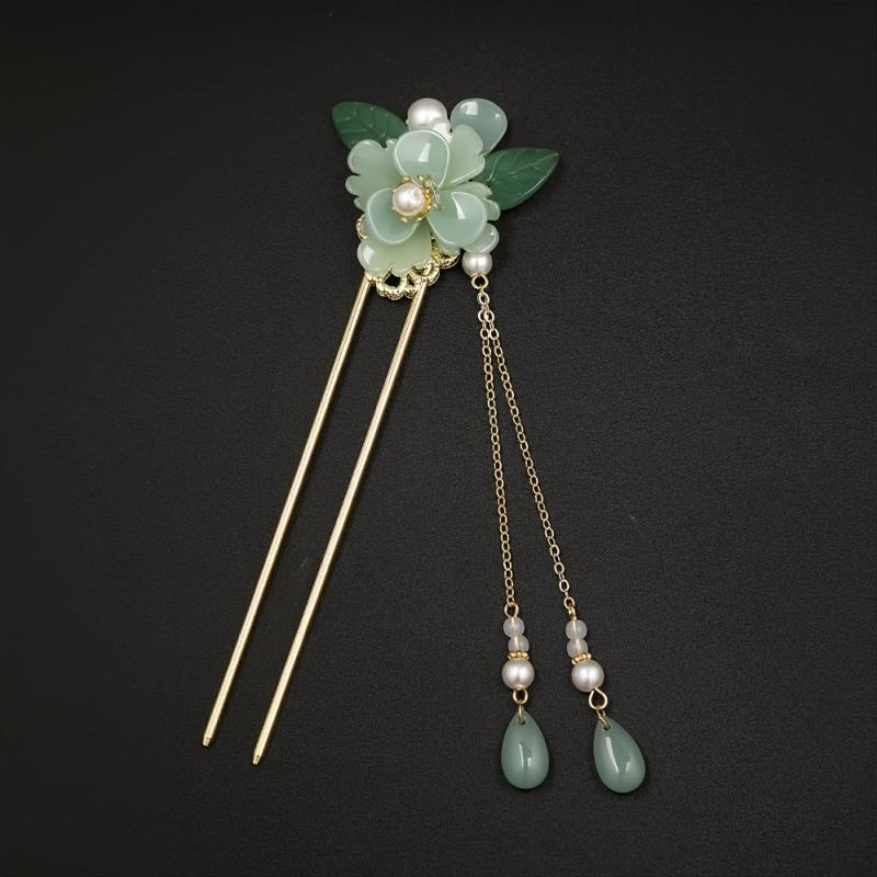 Vintage Flower Faux Pearl Tassel Hairpin Chignon Vintage Hair Accessories