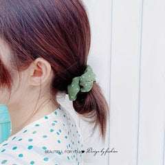 5pcs Heart Pattern Chiffon Scrunchies Silky Hair Tie Elastic Ponytail Holder