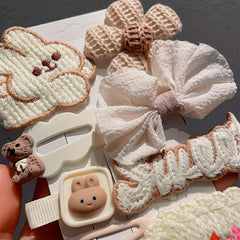 9pcs Plush Cartoon Hair Clip Set for Girls Children