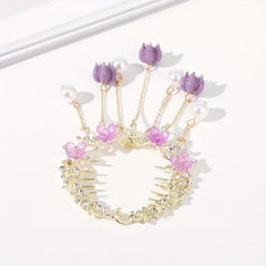 Tassel & Flower Hair Claw Rhinestone Hair Clip