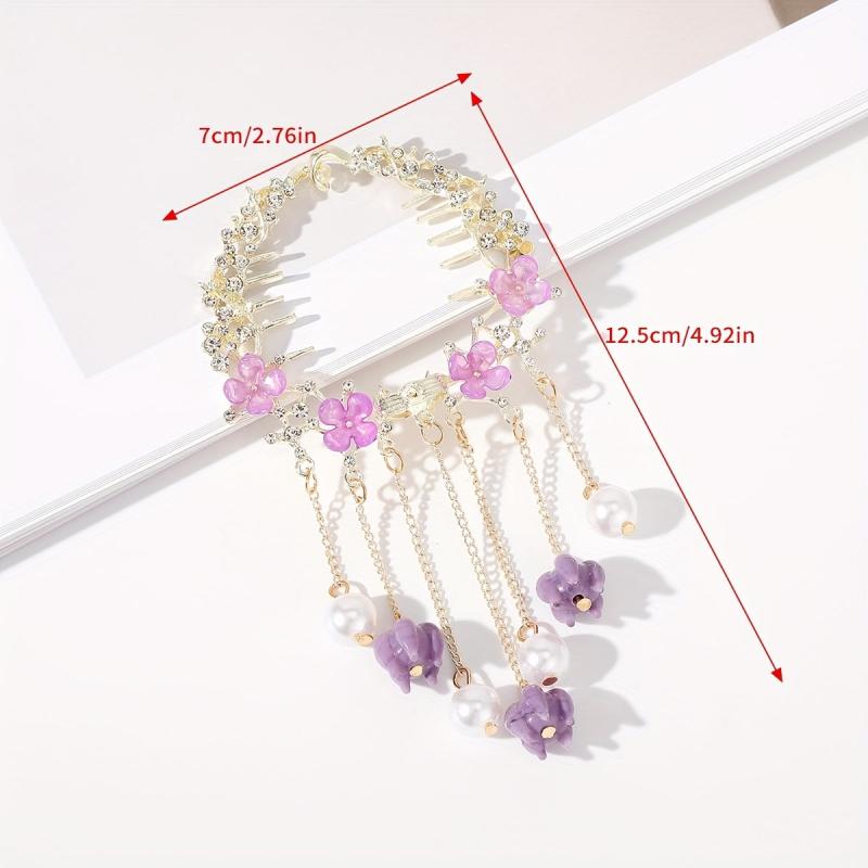 Tassel & Flower Hair Claw Rhinestone Hair Clip