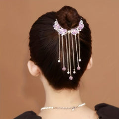 Tassel & Flower Hair Claw Rhinestone Hair Clip