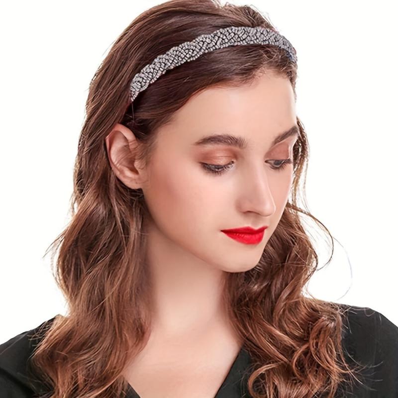 Crystal Beaded Headband Braided Hair Band Style Headdress Hair Accessories