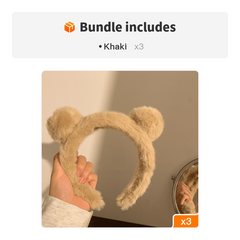Khaki Bear Ears Headband Animal Ears Headband Plush Hoop Hair Accessories