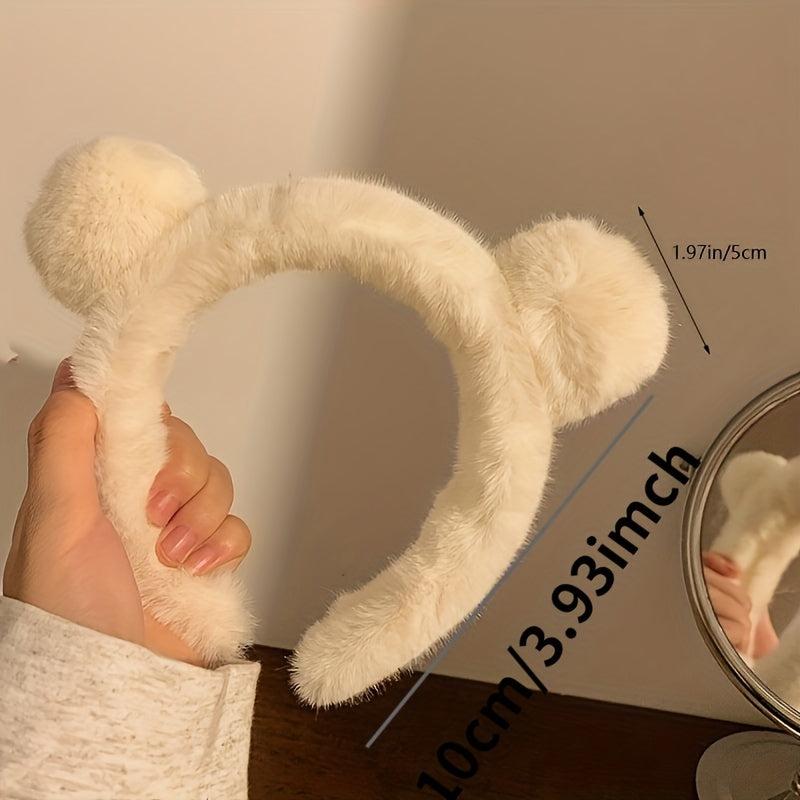 Khaki Bear Ears Headband Animal Ears Headband Plush Hoop Hair Accessories