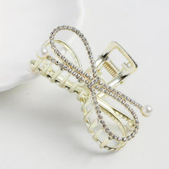 Rhinestone Hair Claw with Faux Pearl Large Shark Claw Jewelry for Women