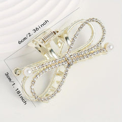Rhinestone Hair Claw with Faux Pearl Large Shark Claw Jewelry for Women