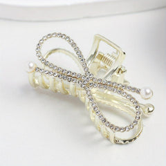Rhinestone Hair Claw with Faux Pearl Large Shark Claw Jewelry for Women