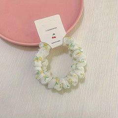 2pcs Yarn Floral Hair Tie Elastic Hair Rope Ponytail Rubber Band for Girls Women