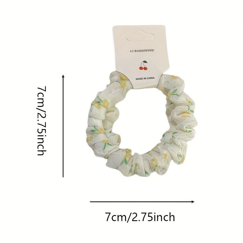 2pcs Yarn Floral Hair Tie Elastic Hair Rope Ponytail Rubber Band for Girls Women