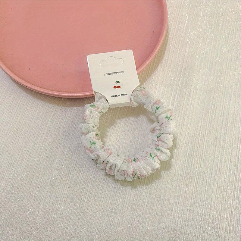 2pcs Yarn Floral Hair Tie Elastic Hair Rope Ponytail Rubber Band for Girls Women