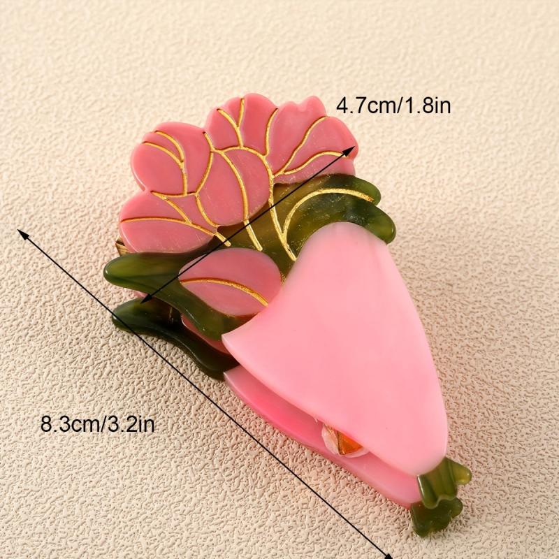 Sweet Flower Shark Clip Acetate Hair Claw for Women Girls