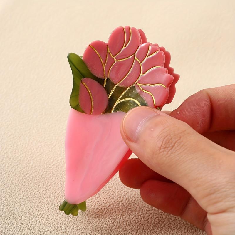 Sweet Flower Shark Clip Acetate Hair Claw for Women Girls