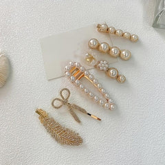 Faux Pearl Hair Clips 6pcs Set for Women and Girls