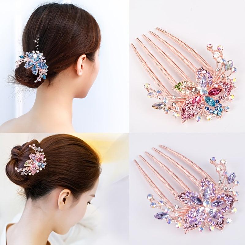 Rhinestone Flower Hair Clip Comb Wedding Headpiece Bridal Hair Accessories