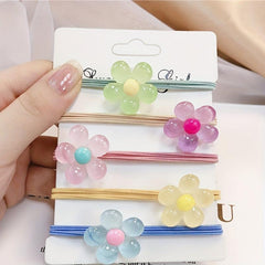 5 Pcs Fluorescent Flower Head Rope Luminous Hair Tie Hair Ring for Girls Women