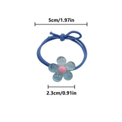 5 Pcs Fluorescent Flower Head Rope Luminous Hair Tie Hair Ring for Girls Women