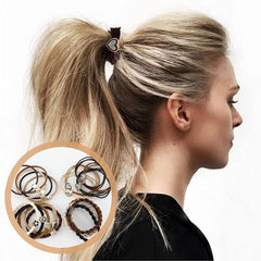 20 Pcs Bohemian Heart Shaped Hair Ties Elastic Twist Braided Accessories